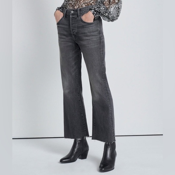 7 For All Mankind Easy Boy Bootcut high waist faded black cropped - Picture 2 of 11